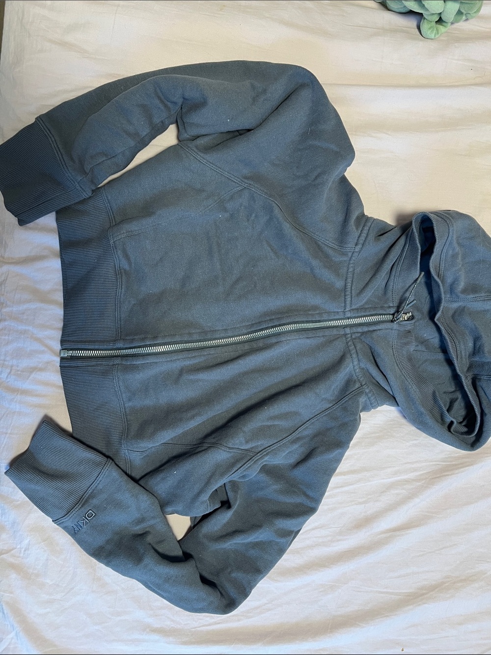 DKNY Sport Charcoal Gray Crop Hoodie with Interior Logo Tape